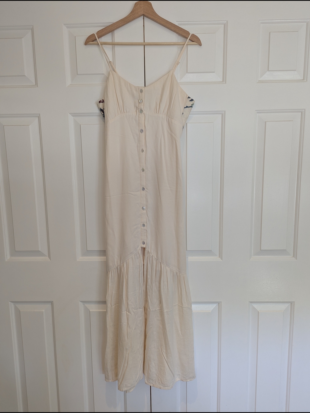 Forever 21 Cream Button-Down Spaghetti Strap Maxi Dress Fairycore Western Boho S